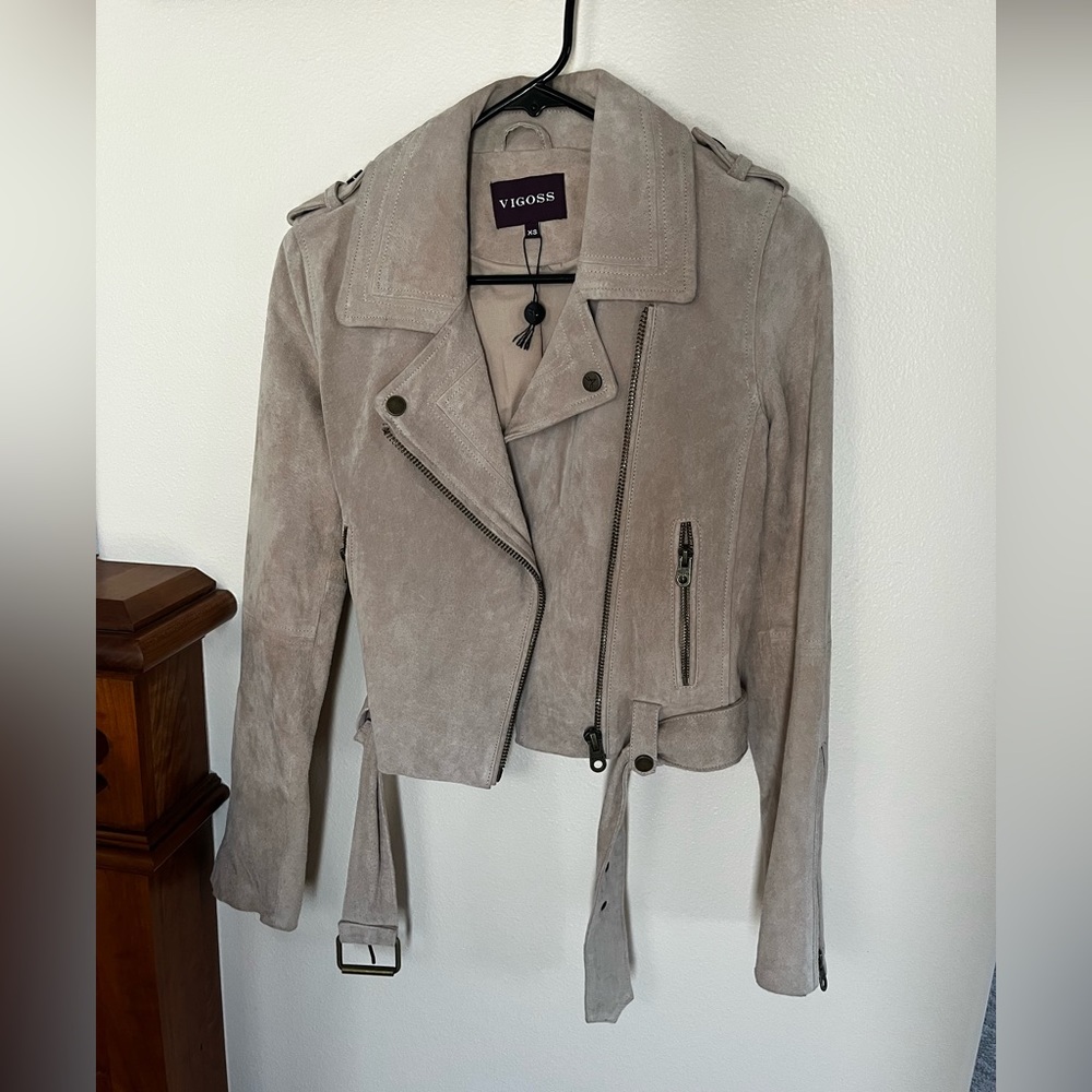 Motorcycle Vintage Leather Suede Jacket Xs boho bohemian cottage festival indie